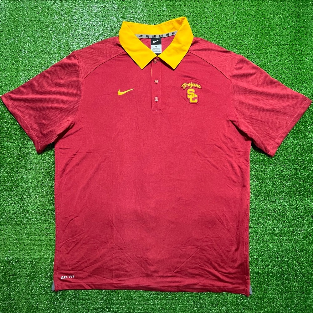 Nike USC Trojans Polo Golf Dryfit Shirt Sz M And XL